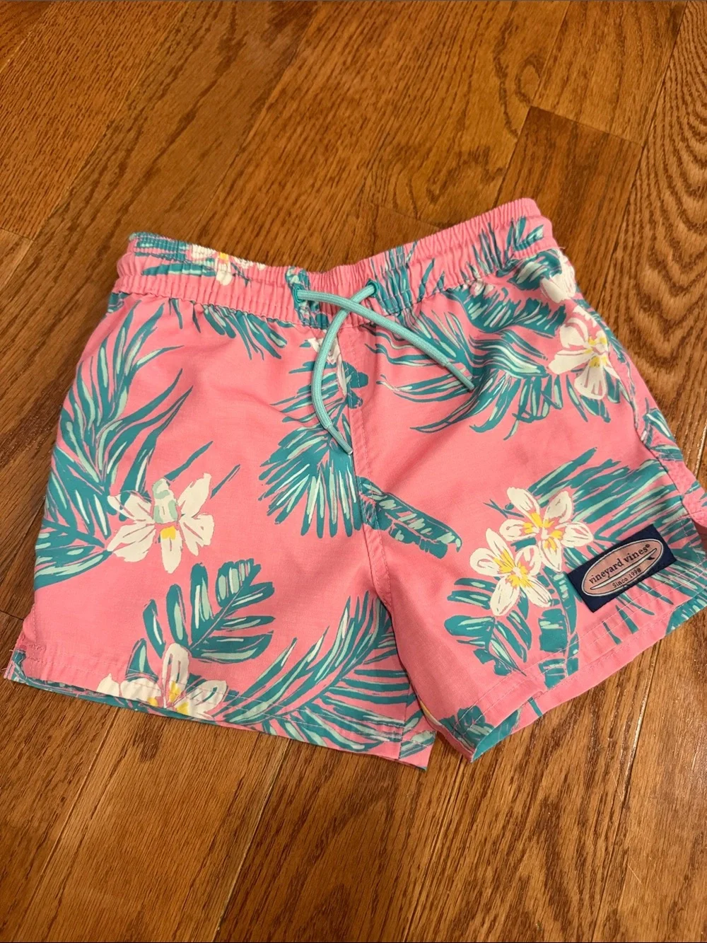 Vineyard Vines Pink Tropical Floral Swim Shorts